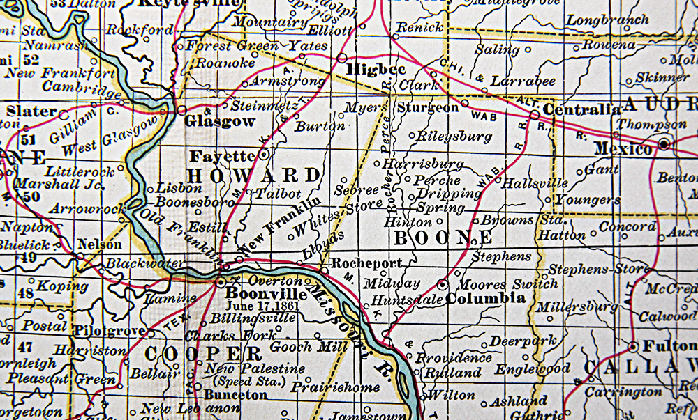 1902 Matthews Northrup detailed state map of Missouri (Northern part